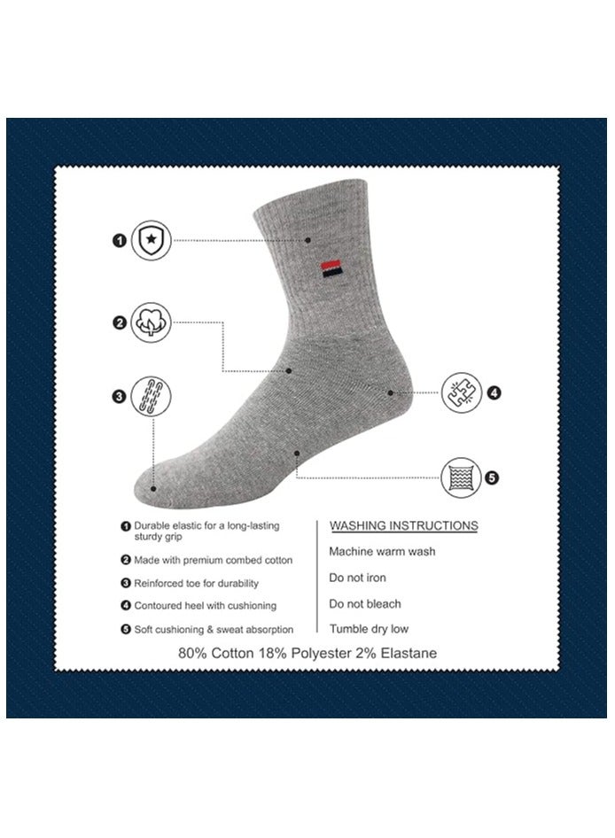 NAVYSPORT Men's Solid Cotton Cushion Comfort Crew Socks, Pack of 3 (Free Size, Multicolored) - Image 2