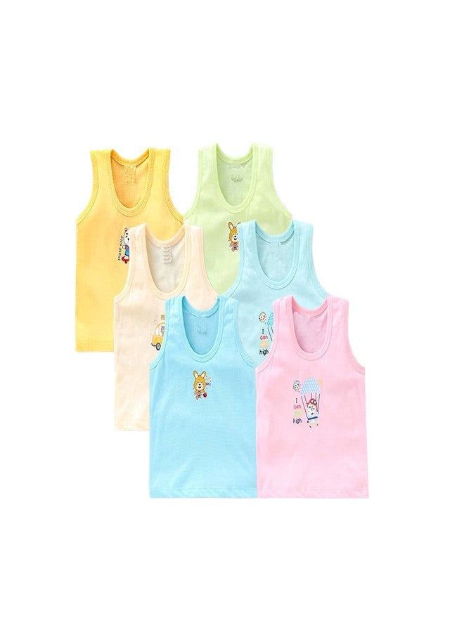 VIDHIKA New Born Boys Girls Soft Cotton Sleeveless Printed Baby Vest Inner Wear for Infants Undershirt Toddler Sando Baniyan for Kids Light Multicolor Pack of 6 (Dark Light, 12-18 Months) - Image 1