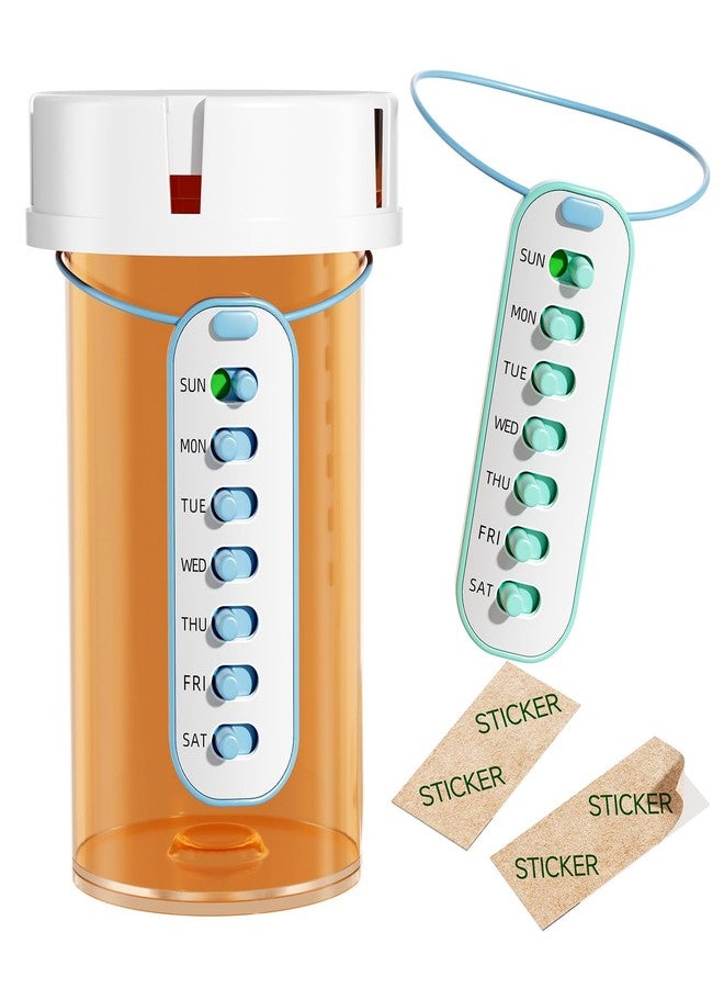 Betife 2-Pack Pill Reminder Tracker - Elastic Lanyard & 3M Stickers, Reusable Medication Reminder for Most Pill Bottles, Daily Habit Tracker for Seniors & Busy Adults - Image 1