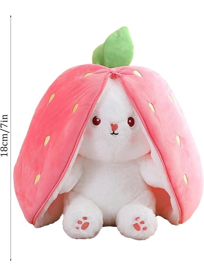 Strawberry Bunny Plush Toy Rabbit Muppet Toys Bunny Stuffed Animal Reversible Cuddle Bunny Stuffed Strawberry Bunny Transformed Rabbit Plush Zipper - Image 4