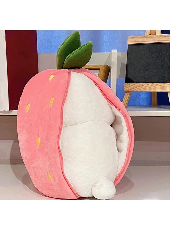 Strawberry Bunny Plush Toy Rabbit Muppet Toys Bunny Stuffed Animal Reversible Cuddle Bunny Stuffed Strawberry Bunny Transformed Rabbit Plush Zipper - Image 3
