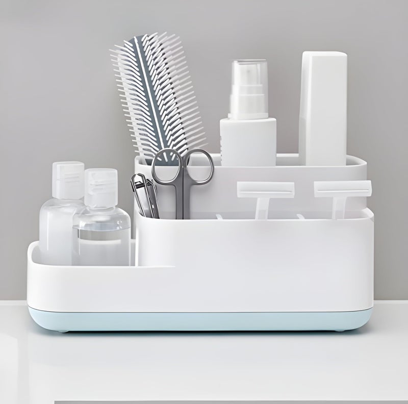 Jinila 5 Compartment Toothbrush Toothpaste Tongue Cleaner Holder Shaving kit Toiletries Organizer Stend for Kitchen and Bathroom Sink (Pack of 1, Multicolor) - Image 1
