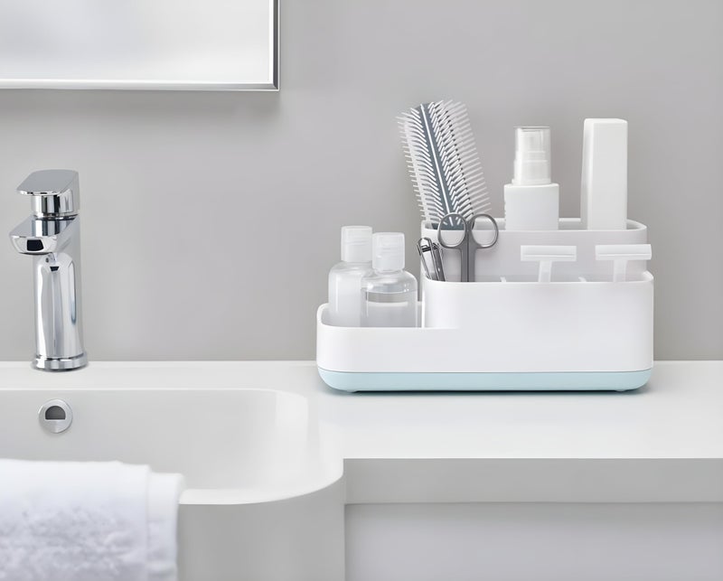 Jinila 5 Compartment Toothbrush Toothpaste Tongue Cleaner Holder Shaving kit Toiletries Organizer Stend for Kitchen and Bathroom Sink (Pack of 1, Multicolor) - Image 4