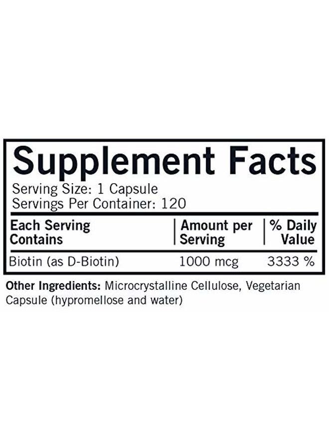 Kirkman d-Biotin 1000 mcg Capsules - Hypo - 120 count - Image 2