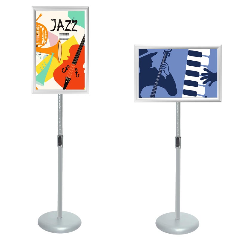 IN WHICH BAY IN WHICH BAY Sign Stands Aluminum Guide Signage Guide Vertical Advertising Billboard Welcome Poster Licensing Display Heavy Duty Pedestal Stand Sign Holder Silver 