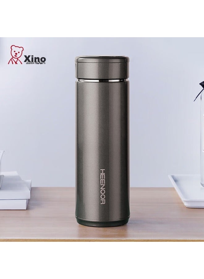 Heenoor Xino Insulated Mug For Men, 304 Stainless Steel Water Bottle, Large Capacity, Car-friendly, Filtered Tea Cup, Xn-7602 Gray, 550ml - Image 1