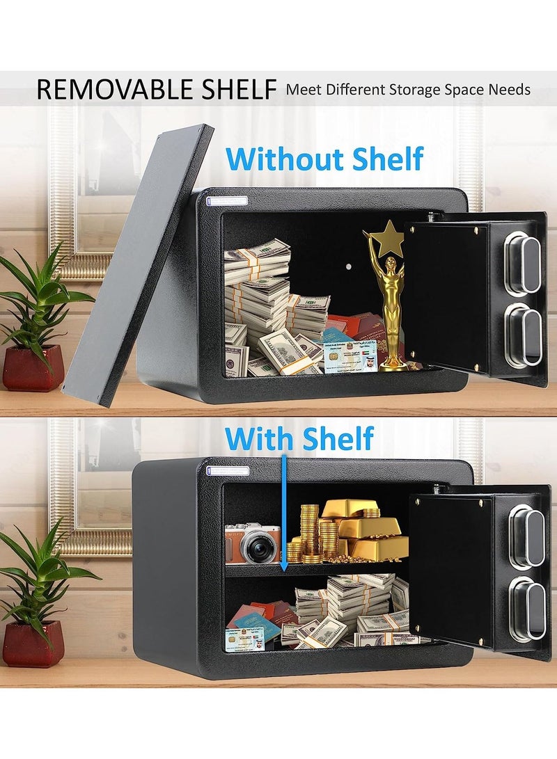 Rubik Safe Box with Biometric Fingerprint and Key lock for Money Jewelry Documents Home Office RB25FYM (Size 25x35x25cm) Black - Image 2