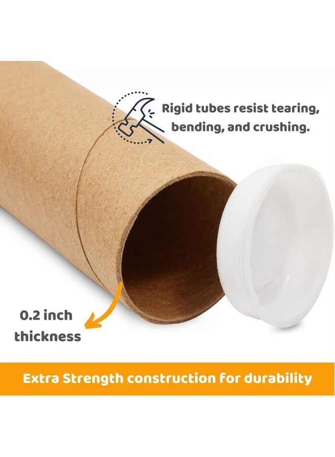 Mailing Tubes, Posters Tubes, Mailing Tubes with Plastic Caps Shipping, Cardboard, Blueprints, Artwork Poster, Kraft Extra Heavy-Duty Thickness Posters, 2 X 12 Inch - Image 2
