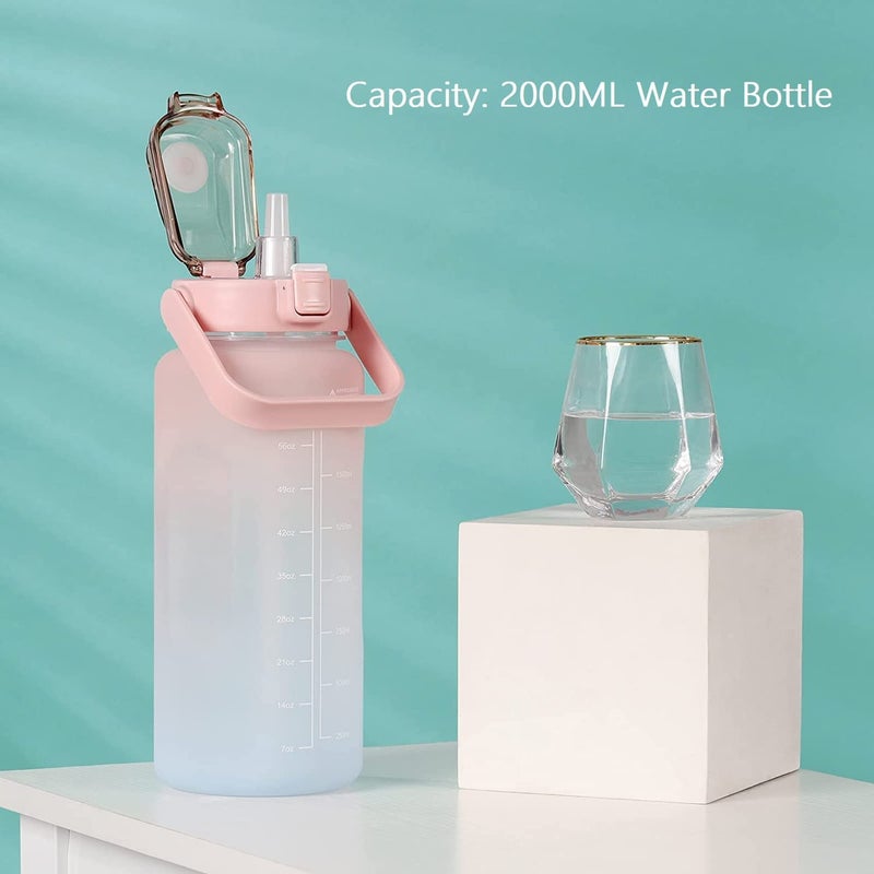 SYADEL Sipper Water Bottle 2 L with Motivational Time Marker NonToxic Water Bottle for Office Water Bottle for Gym for Adults Water Bottle Pink - Image 4