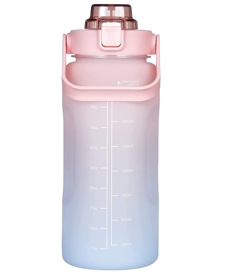 SYADEL Sipper Water Bottle 2 L with Motivational Time Marker NonToxic Water Bottle for Office Water Bottle for Gym for Adults Water Bottle Pink - Image 1