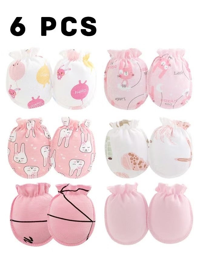 6 Pair Baby Anti Scratch Mittens for Newborn Boys Girls, Elasticity Adjustable Breathable Meshes No Scratching Gloves Mitts Mits, Suit 0-12 Months Boy And Girl  - Image 1