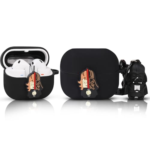 XMBYGY Case for Samsung Galaxy Buds 3 and for Galaxy Buds 3 Pro Earbuds with Doll and Carabiner, Silicone Charging Shockproof Protective Cover with Cartoon Skin Design for Man Woman Teen (BKsoldier) - Image 3