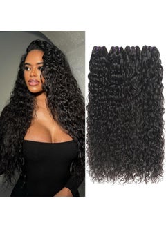Beauty Queen Beauty Queen 16A Water Wave Hair Bundles 18 20 22 24 Inch 100 Unprocessed Brazilian Virgin Remy Human Hair Bundles Full and Thick Hair Bundles Natural Black 
