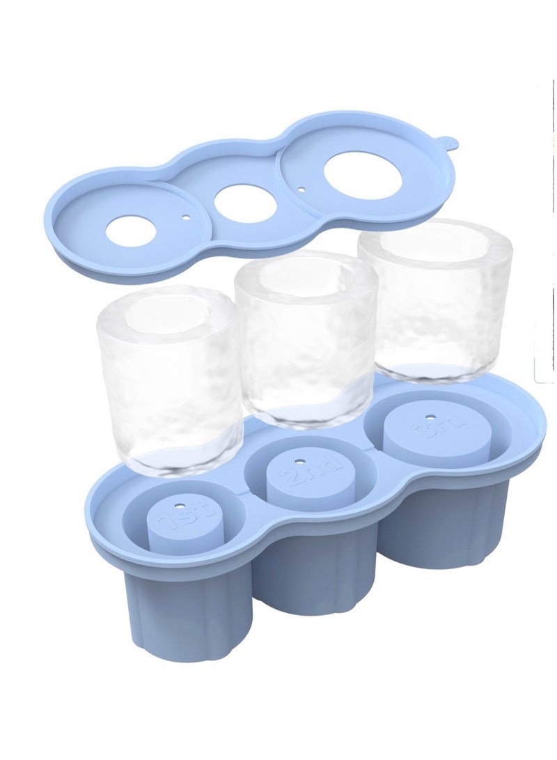 blue color silicone reusable ice ball mold ice cube mold tray with lid for tumbler cup accessories 20-40 oz - Image 1