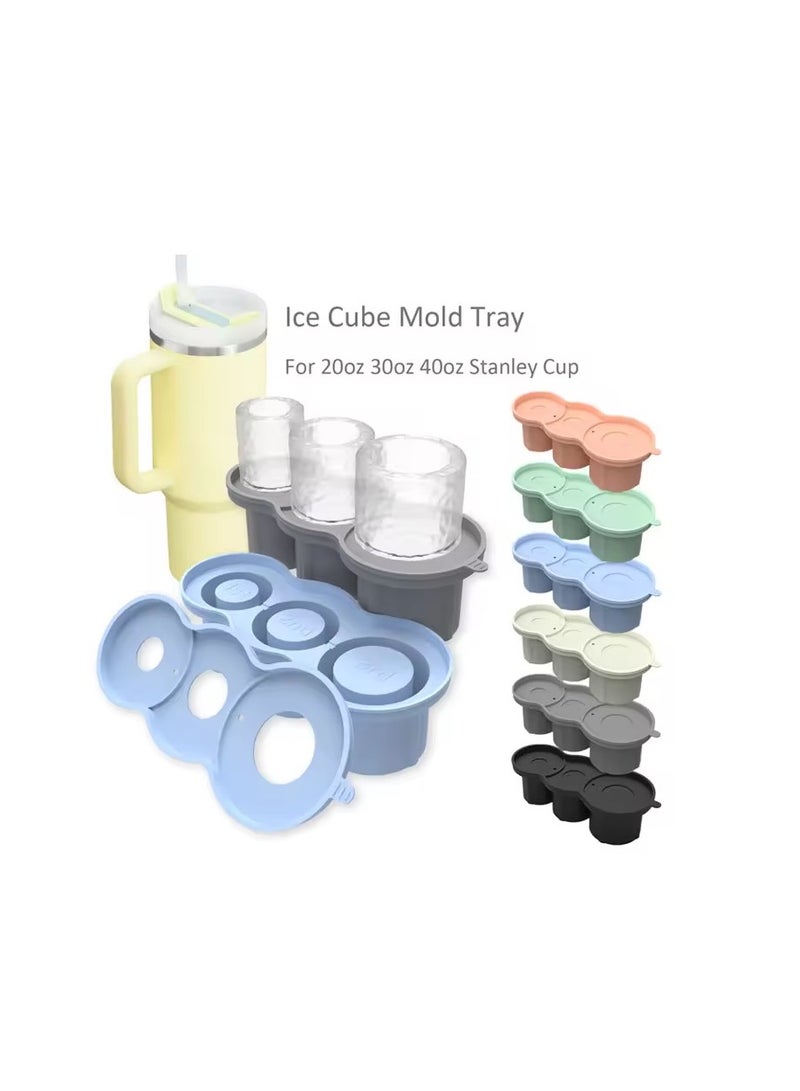 blue color silicone reusable ice ball mold ice cube mold tray with lid for tumbler cup accessories 20-40 oz - Image 3