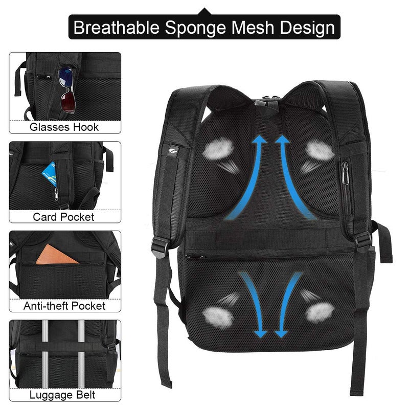 NEWHEY NEWHEY Laptop Backpack 17 Inch Business Travel Backpacks for Men Women Extra Large Waterproof TSA Anti Theft College Bookbags with USB Charging Port 17.3 Gaming Computer Backpack 45L, Black  - Image 4