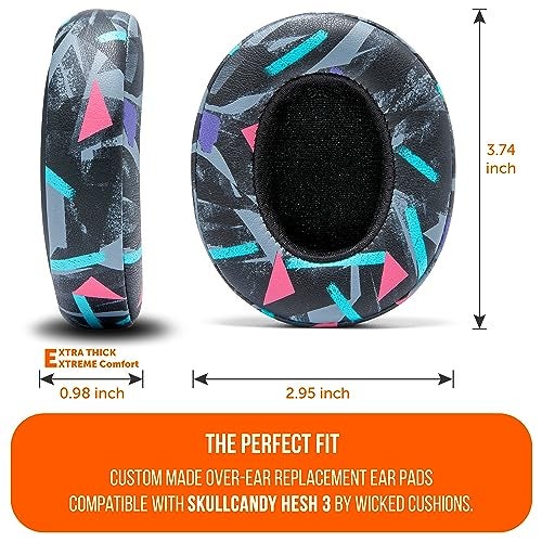 WC Replacement Earpad Cushions for Skullcandy Hesh 3 & Crusher Over-Ear Headphones Made by Wicked Cushions | Improved Durability and Thickness for Improved Comfort and Noise Isolation | 90's Black - Image 5