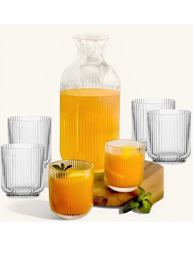 Glass Jug Water Pitcher 1.6L - Water and Juice Glasses Set of 6 | Glass Pitcher Set Jug  - Image 1