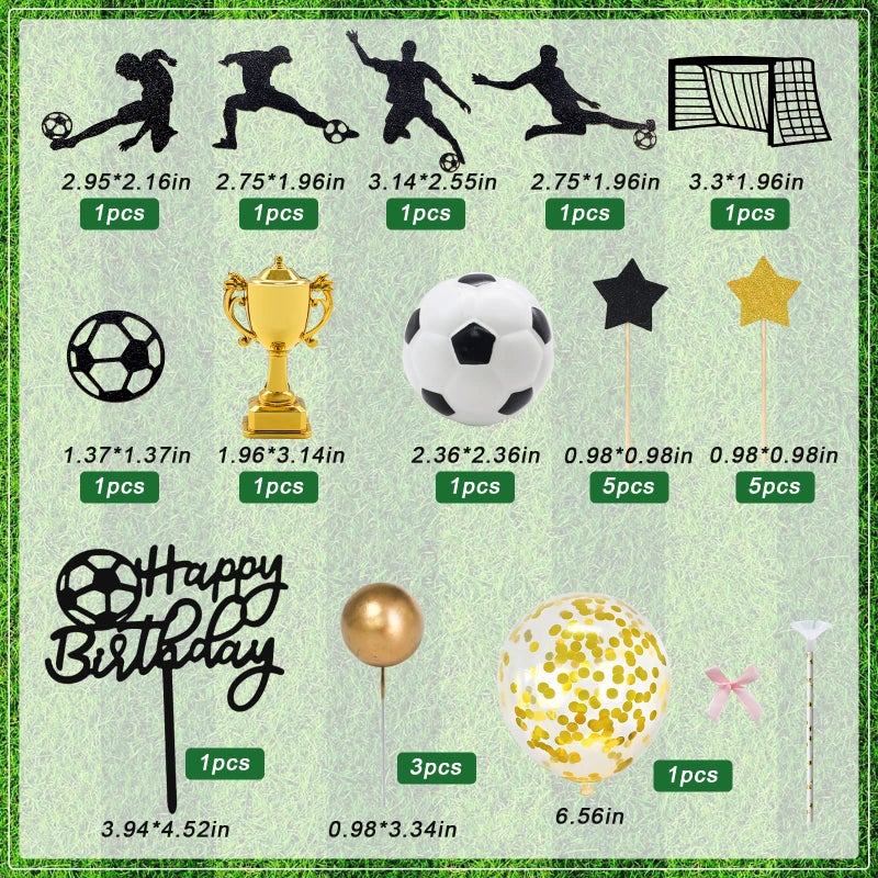 Lukinuo 29pcs Soccer Cake Topper Soccer Birthday Cake Decoration Sports Ball Player Cake Decorations for Men Boy Football Sport Theme Birthday Party Suppplies - Image 2