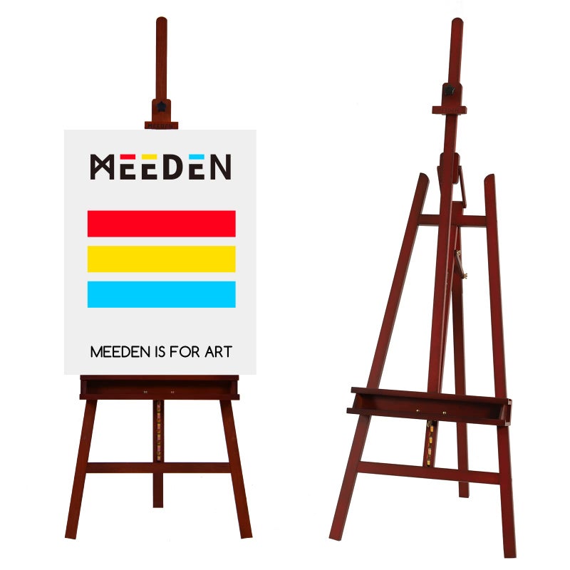 MEEDEN MEEDEN Walnut Large Painters Easel Adjustable Solid Beech Wood Artist Easel Studio Easel for Adults with Brush Holder Holds Canvas up to 48 
