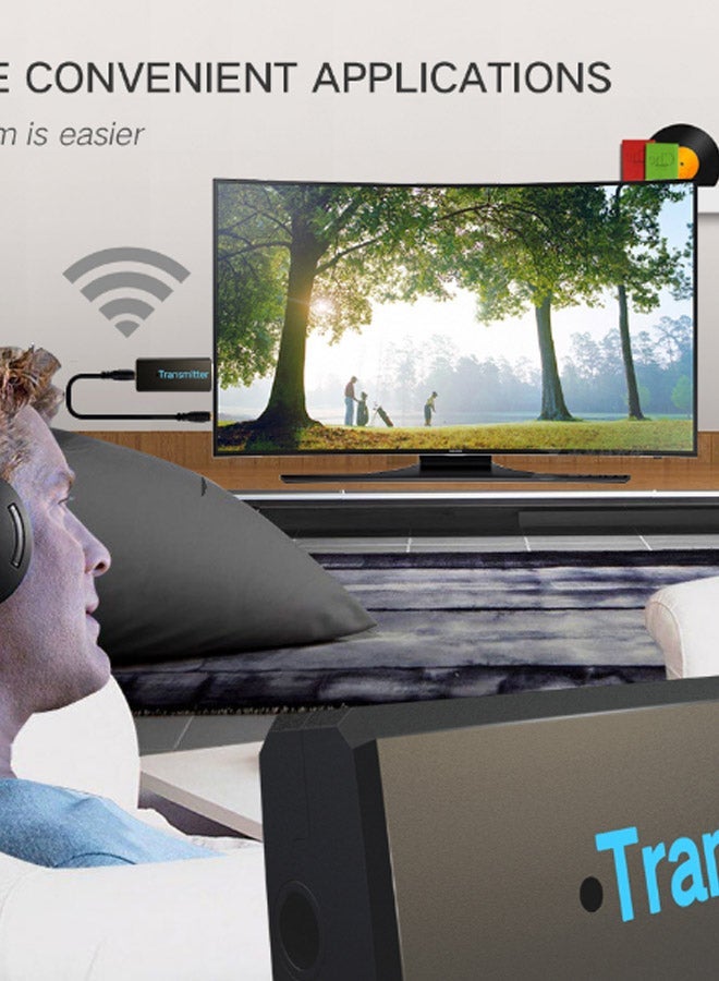 NIBEMINENT Bluetooth Audio Transmitter Adapter With USB Cable And AUX V5263 Black/White/Red - Image 3