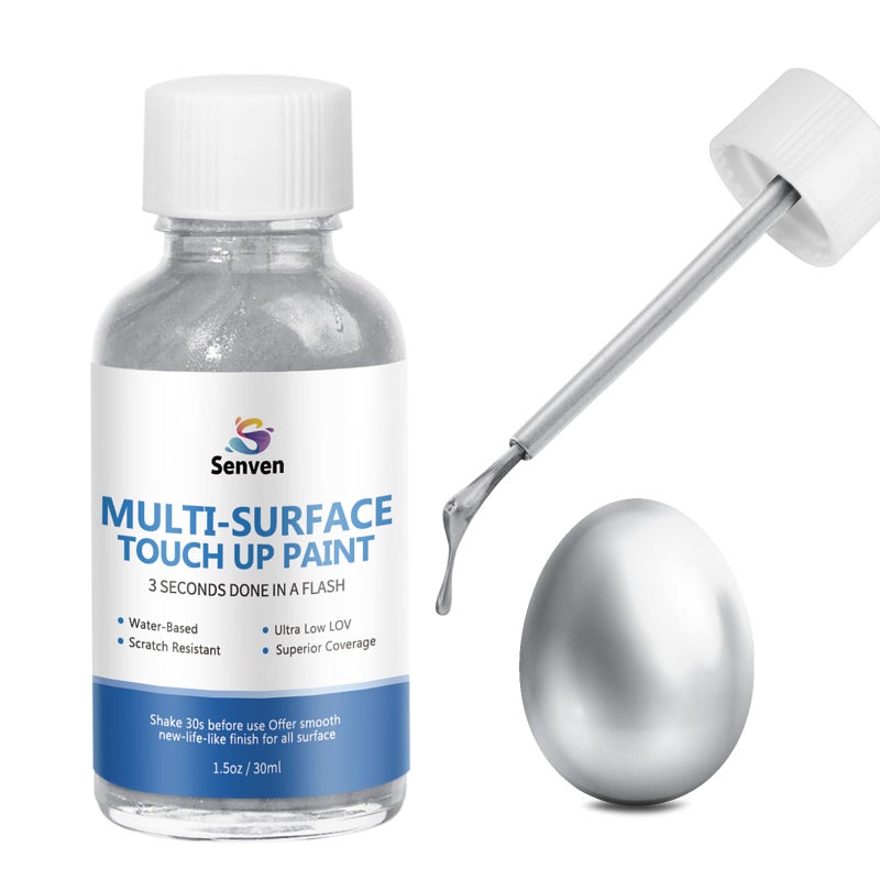 SENVEN Liquid Silver Leaf Paint High Gloss Multi Surface Rich Silver Paint for Metal, Wood, Plastic, Canvas, Appliance, Furniture Scratch Repair & Art Handcrafts 30ml/1.5oz Fast Drying Acrylic Metallic Finish - Image 1