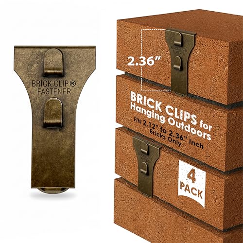 Holiday Joy Christmas Brick Clips for Hanging Outdoors 4Pack - Wreaths up to 25 LBS Brick Hangers Fits 2.12” to 2.36” Inch Bricks - Brick Hooks to Hang Wall Decor, Planters, Pictures - Image 1