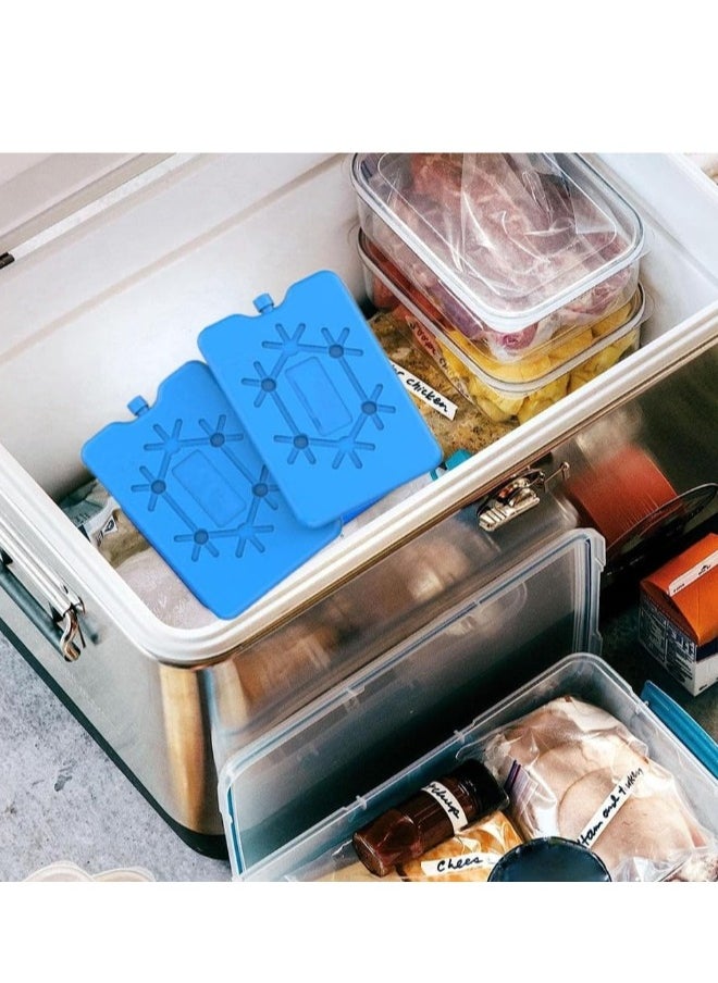 4 Ice Packs for Lunch Box, Reusable Ultra Thin Freezer Packs Long Lasting for Coolers, Cooler Bag for Work, School, Picnic or Camping Keep Food Fresh