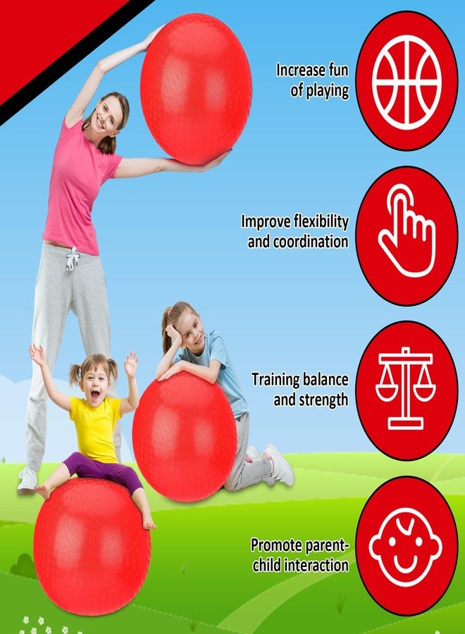 Yunsailing 5 Pack 18 Inch Large Bouncy Balls Giant Inflatable Red Playground Balls with Hand Air Pump for Outdoor Indoor Activity Beach Park Backyard Game Supplies - Image 4