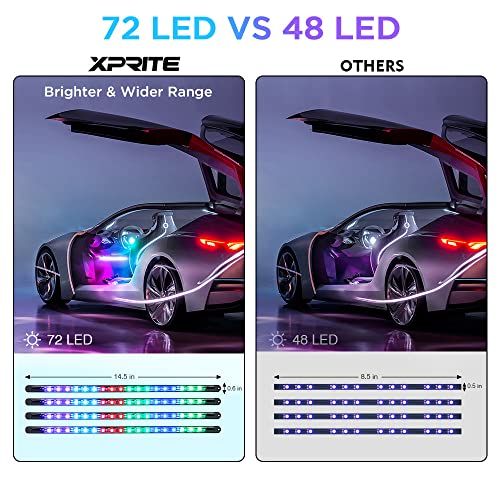 Xprite أضواء نيون داخلية ملونة بتقنية LED من Xprite مع تحكم بلوتوث عن بُعد وتطبيق، مجموعة أضواء داخلية RGB تحت لوحة القيادة، محول سجائر للمركبات الداخلية، شاحنات، SUV، UTV، ATV - Image 4