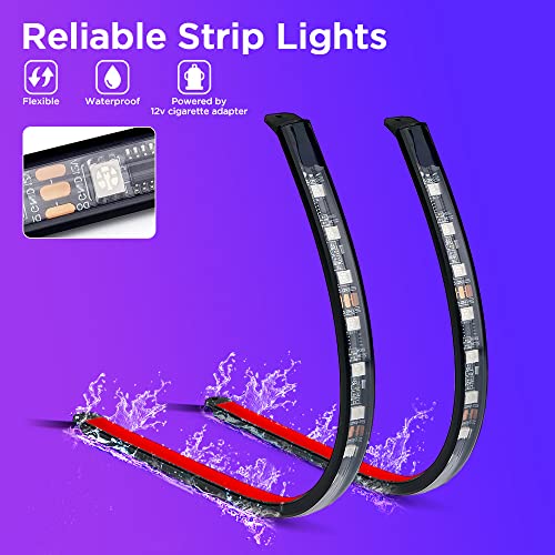 Xprite أضواء نيون داخلية ملونة بتقنية LED من Xprite مع تحكم بلوتوث عن بُعد وتطبيق، مجموعة أضواء داخلية RGB تحت لوحة القيادة، محول سجائر للمركبات الداخلية، شاحنات، SUV، UTV، ATV - Image 3