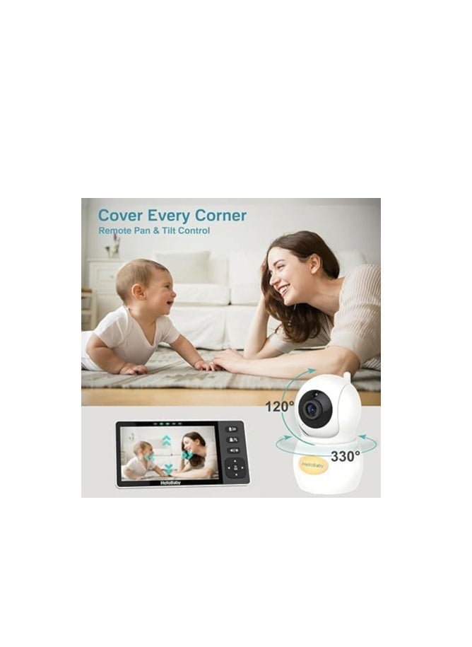 HELLO BABY - Hello Baby HD 720P Video Baby Monitor 5.5 Inch Pan Tilt and Zoom Remote Control with Camera and Audio Wide Viewing Range, 1080P Camera - Image 1