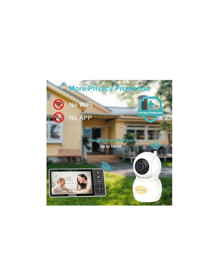 HELLO BABY - Hello Baby HD 720P Video Baby Monitor 5.5 Inch Pan Tilt and Zoom Remote Control with Camera and Audio Wide Viewing Range, 1080P Camera - Image 1