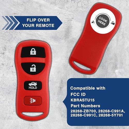 KeylessOption 2X KeylessOption Key Fob for 2002 2003 2004 2005 2006 2007 2008 2009 2010 2011 2012 2013 2014 2015 2016 2017 Nissan Altima Maxima Infiniti Remote, 4-Button KBRASTU15, Programming Guide Included - Image 4