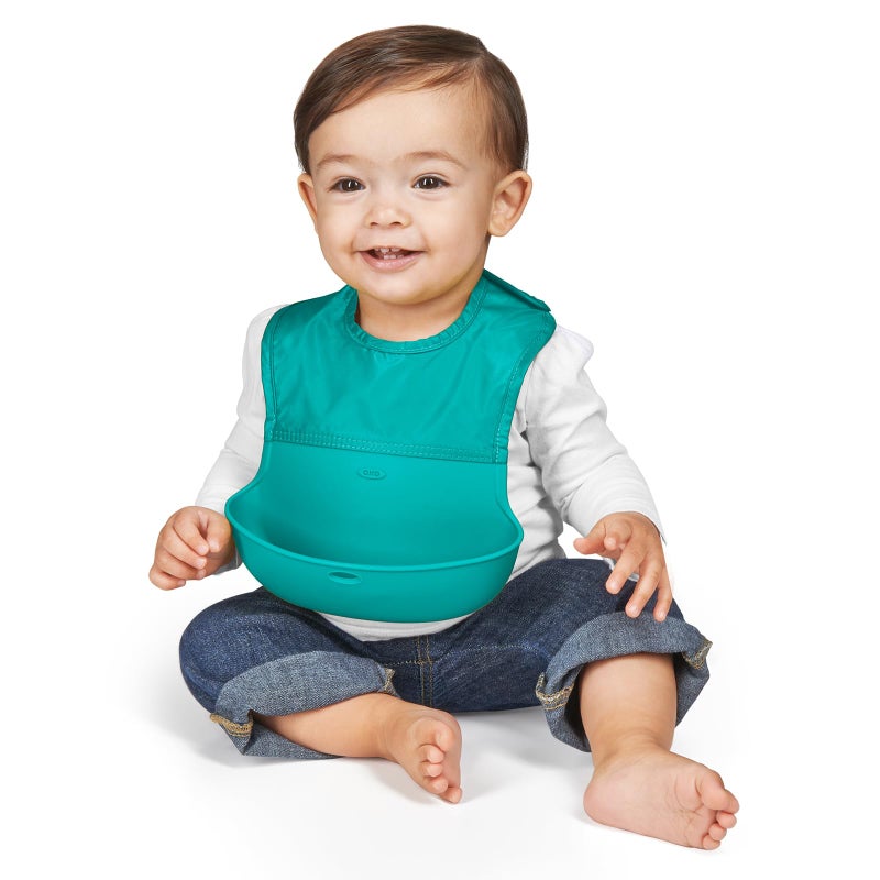 OXO Tot Roll- Up Bib 2-Pack Gray/Teal - Image 3