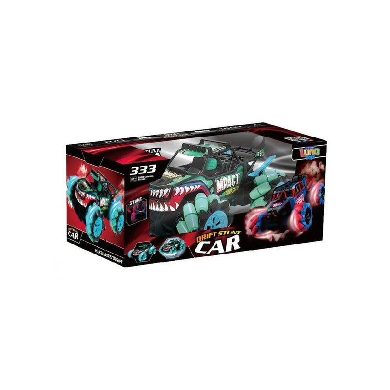 Crazon Impact Dinosaur Drift Stunt RC Car (2.4 GHz, Black/Green) - Image 1
