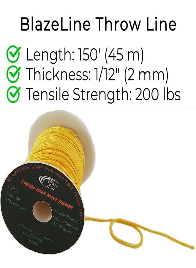Blaze Line 100% Polyester Climbing Throw Line Rope 2 mm (1/12 in) 150 ft Stool Cord 200 lbs Tensile Strength (Luminous Yellow) - Image 5