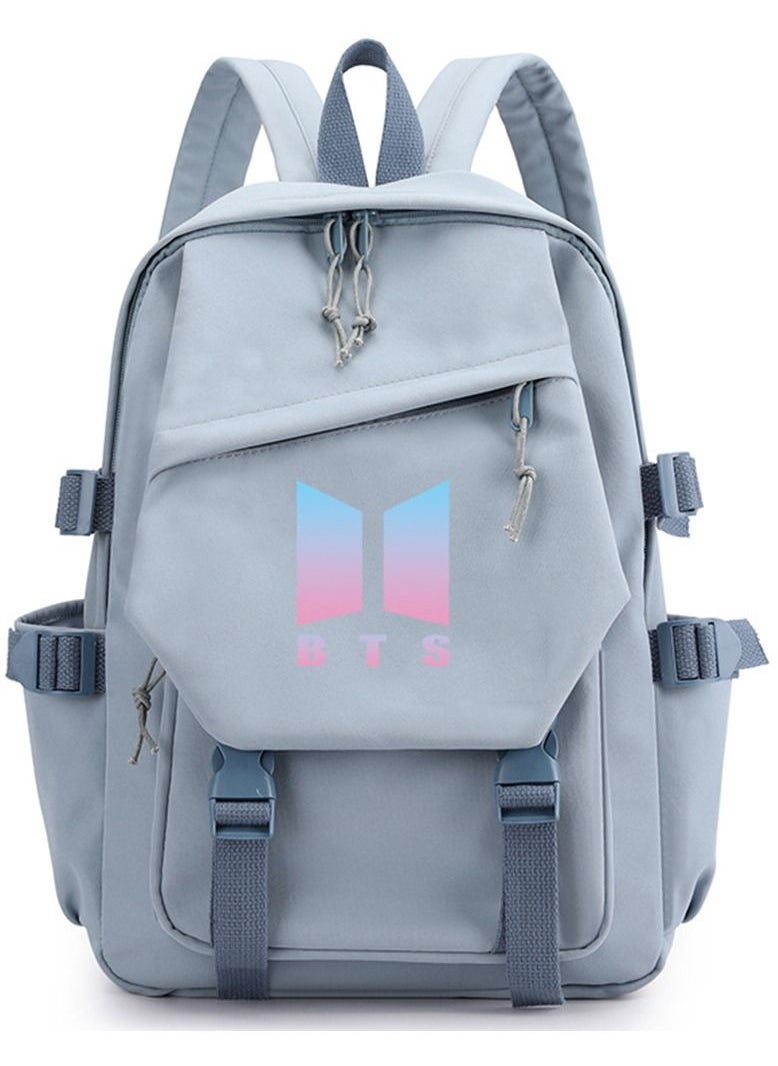 BTS BTS Backpack Casual Shoulder Bag Travel Rucksack,Light Blue  - Image 1