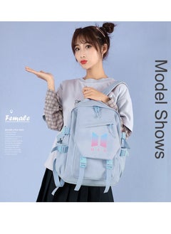 BTS BTS Backpack Casual Shoulder Bag Travel Rucksack,Light Blue  - Image 3