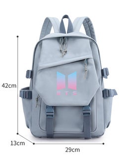 BTS BTS Backpack Casual Shoulder Bag Travel Rucksack,Light Blue  - Image 2