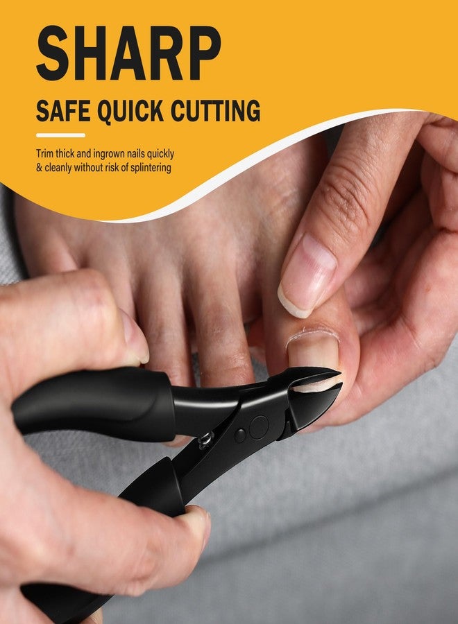 BEZOX Toe Nail Clippers for Thick Toenails for Seniors - Raised Cutting Edge Ingrown Toenail Clippers, Ergonomic Design Toenail Scissors for Thick Nails, Podiatrist Recommended - Black - Image 2
