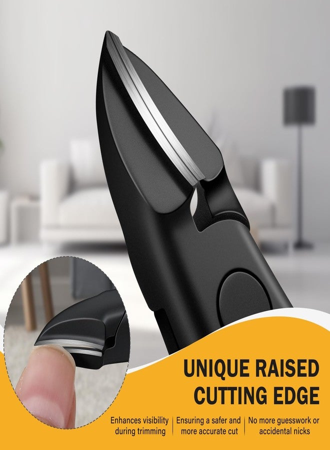 BEZOX Toe Nail Clippers for Thick Toenails for Seniors - Raised Cutting Edge Ingrown Toenail Clippers, Ergonomic Design Toenail Scissors for Thick Nails, Podiatrist Recommended - Black - Image 3
