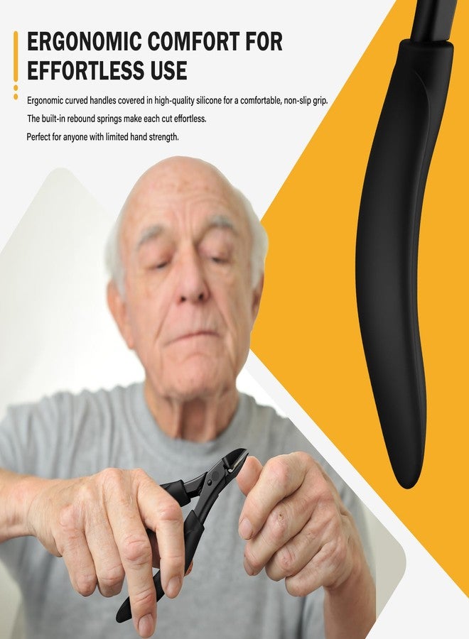 BEZOX Toe Nail Clippers for Thick Toenails for Seniors - Raised Cutting Edge Ingrown Toenail Clippers, Ergonomic Design Toenail Scissors for Thick Nails, Podiatrist Recommended - Black - Image 5