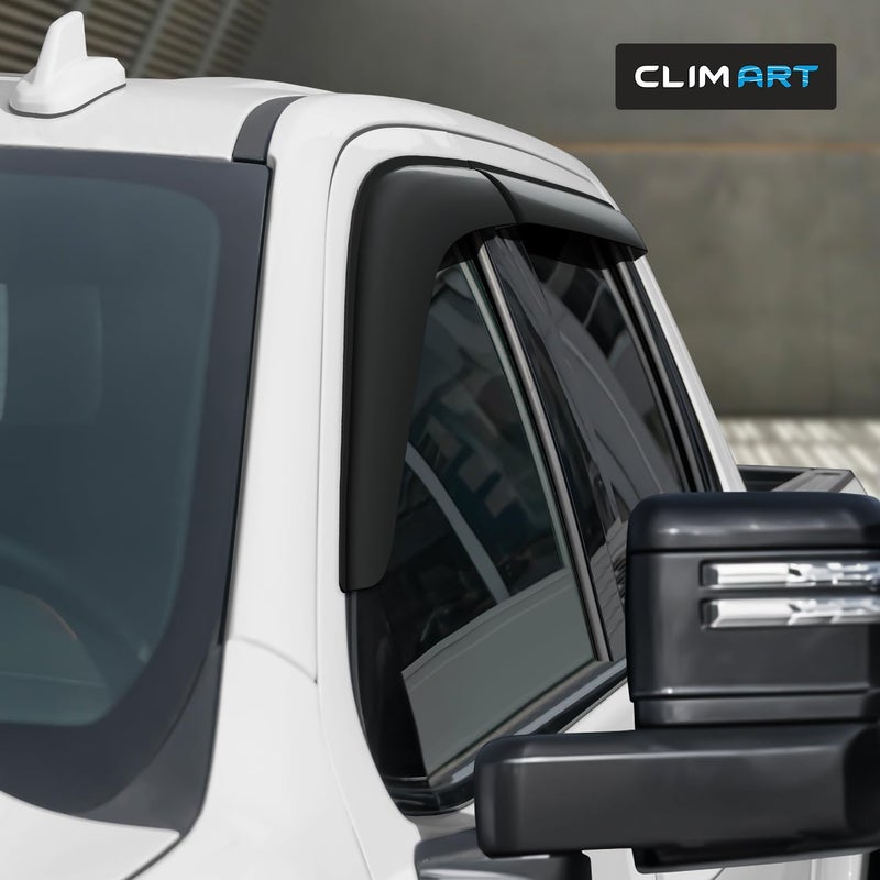CLIM ART Incredibly Durable Rain Guards for Chevrolet Silverado/GMC Sierra 2500HD 2020-2022 Crew Cab - Tape-on Window Deflectors (4pcs) - Image 2