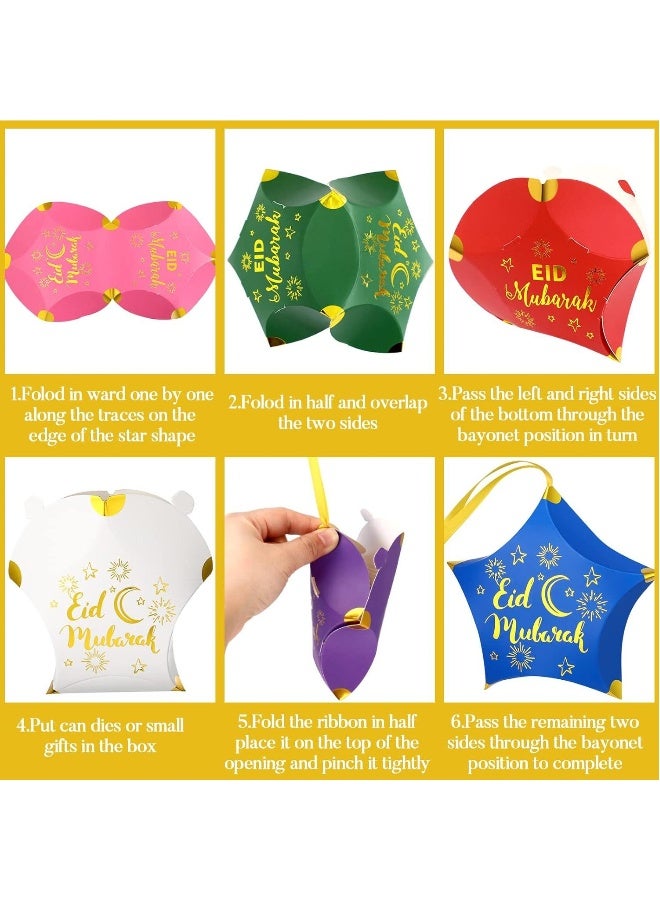 120 PCS Eid Mubarak Candy Star Shaped Ramadan Box Muslim Ramadan Gift Bags Eid Mubarak Party Favors Decorations Paper Ramadan Treat Boxes Eid Favor Box For Eid Party Supplies - Image 5