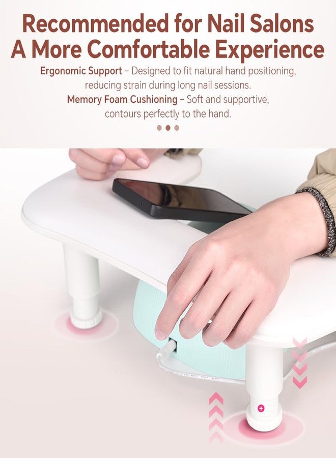KADS 3-Height Adjustable Nail Hand Rest Pillow - Ergonomic Armrest Manicure Hand Cushion with Non-Slip Base for Nail Art, Gel Polish & Acrylics - Image 4