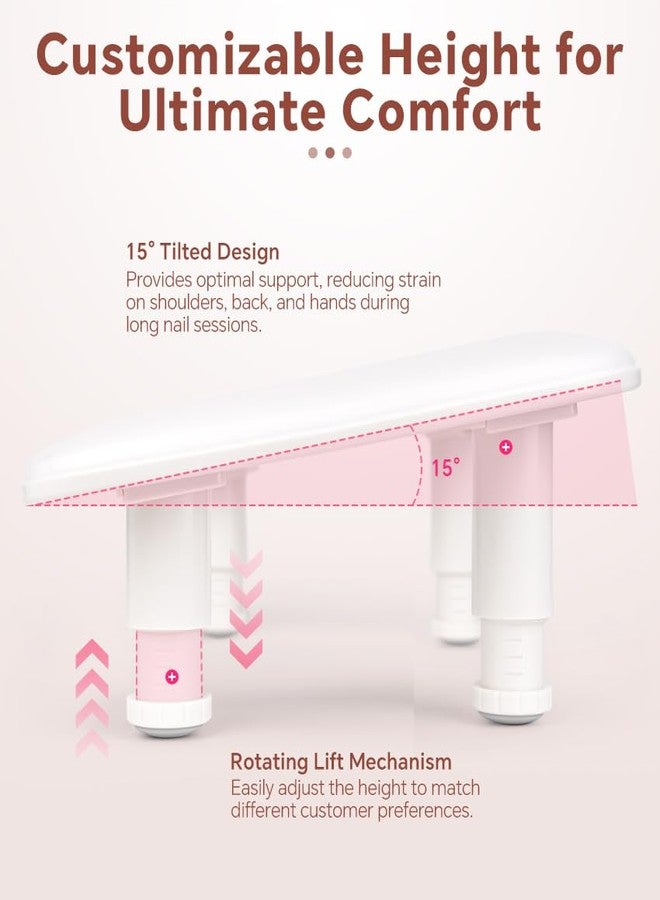 KADS 3-Height Adjustable Nail Hand Rest Pillow - Ergonomic Armrest Manicure Hand Cushion with Non-Slip Base for Nail Art, Gel Polish & Acrylics - Image 3