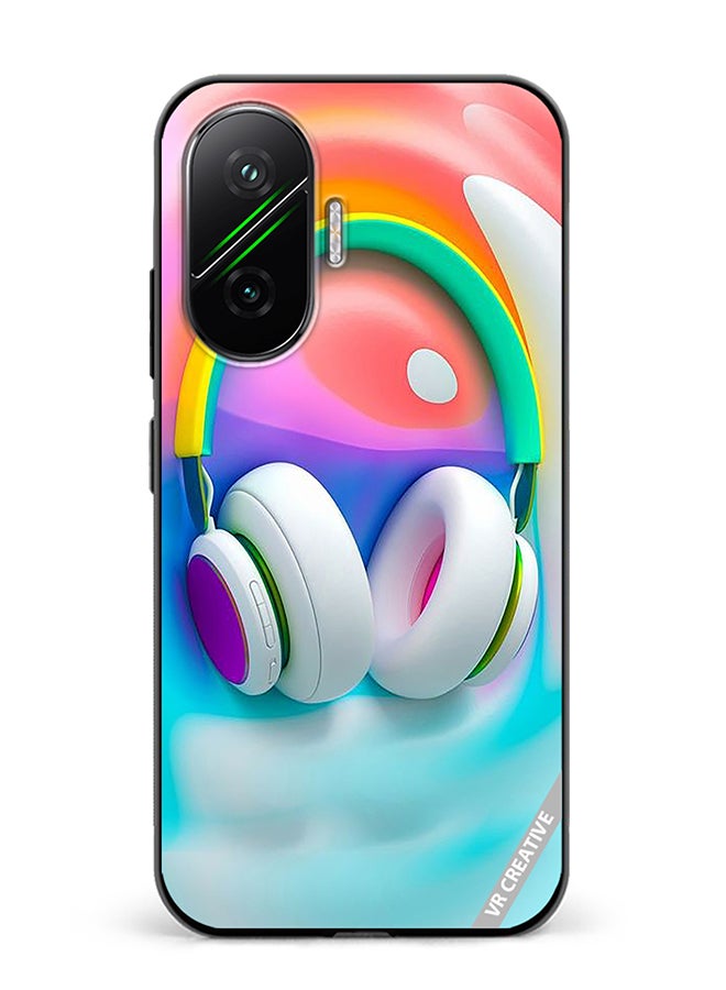 Protective Case Cover For Xiaomi Poco F7 Music Headphones Design Multicolour