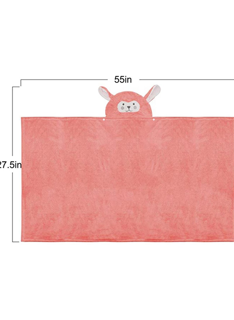 Generic - KASTWAVE Unisex Baby Cotton Animal Face Hooded Towel, Baby Bath Towel Hooded Ultra Soft Towel Highly Absorbent Bathrobe Blanket Toddlers Shower Gifts for Boys Girls Extra Large 28" x 55" (Pink) - Image 1