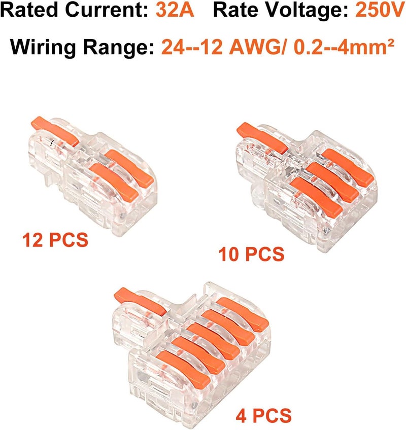 AITIAO 26Pcs Lever Wire Connectors 2/3/5 Conductor Combination Compact Splicing Connectors Wire Connectors Kit Quick Electrical Connector for 24-12 AWG - Image 2